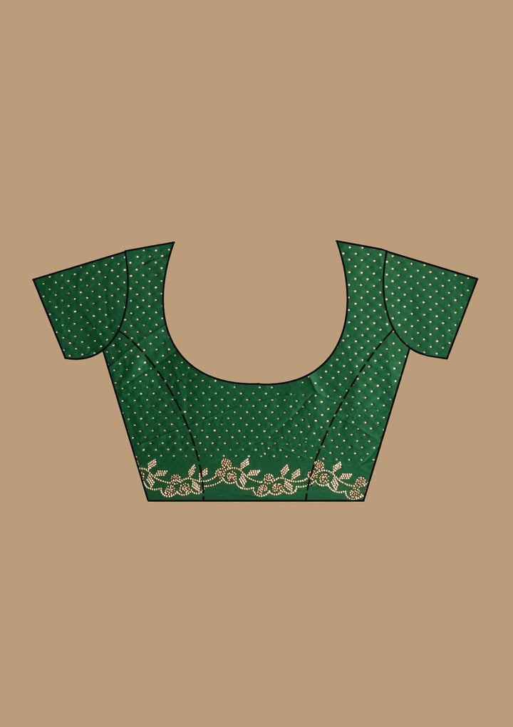 Bottle Green Stonework (Gold) Satin Saree