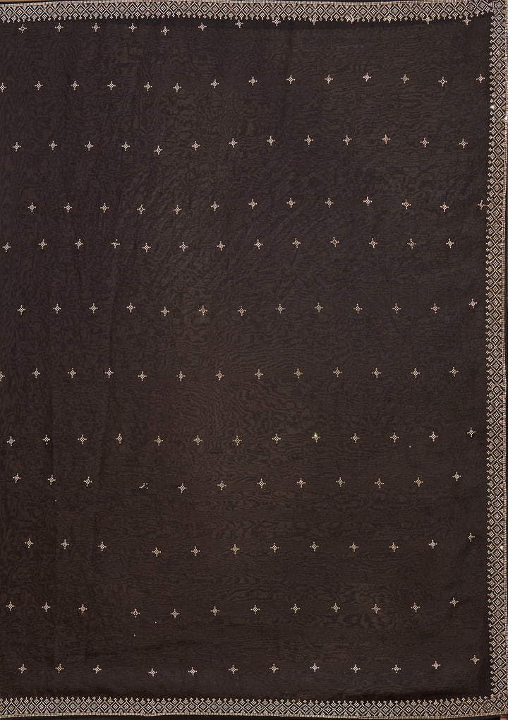 Black Stonework (Gold) Satin Saree