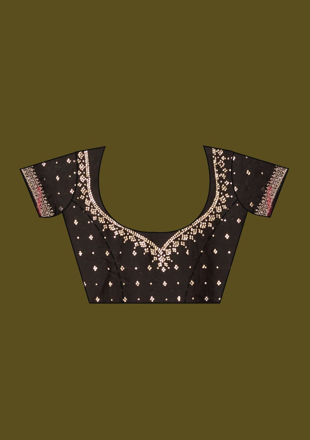 Black Stonework (Gold) Satin Saree