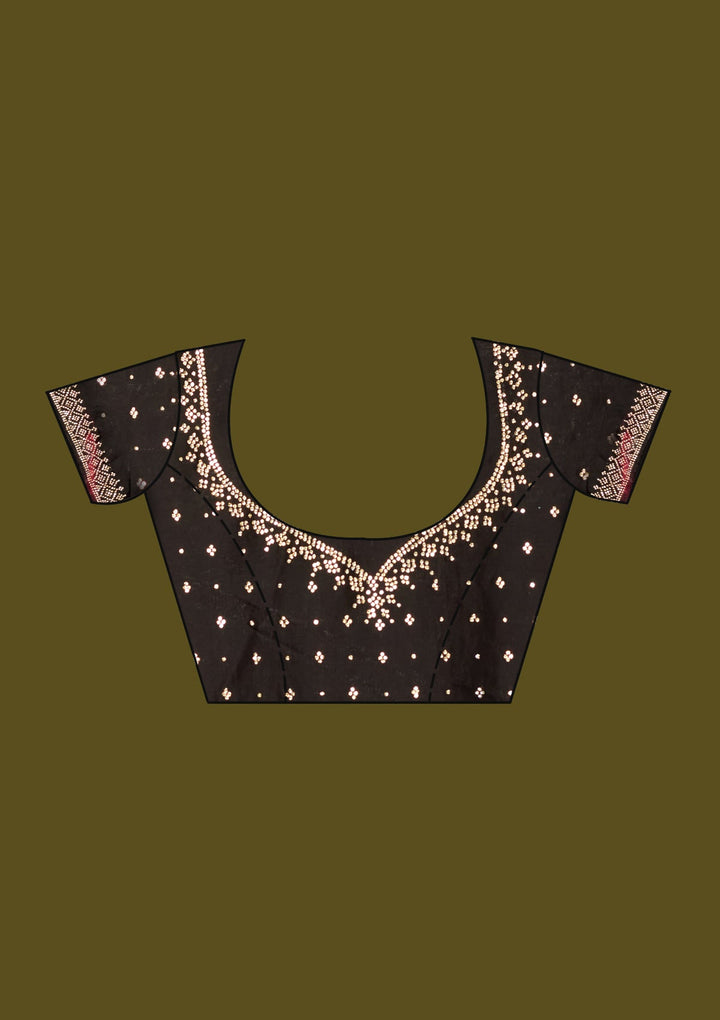 Black Stonework (Gold) Satin Saree
