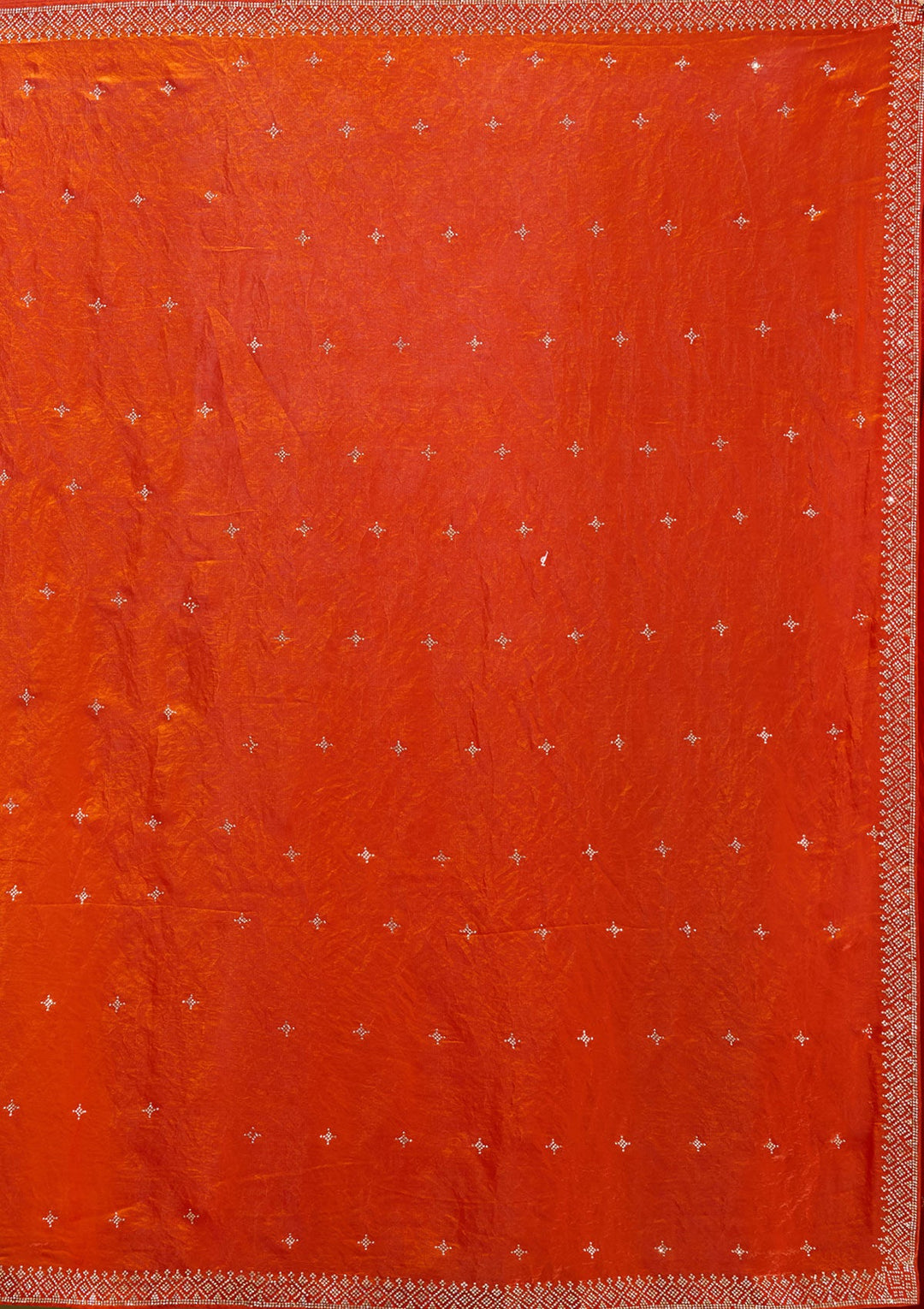 Orange Stonework (Gold) Satin Saree