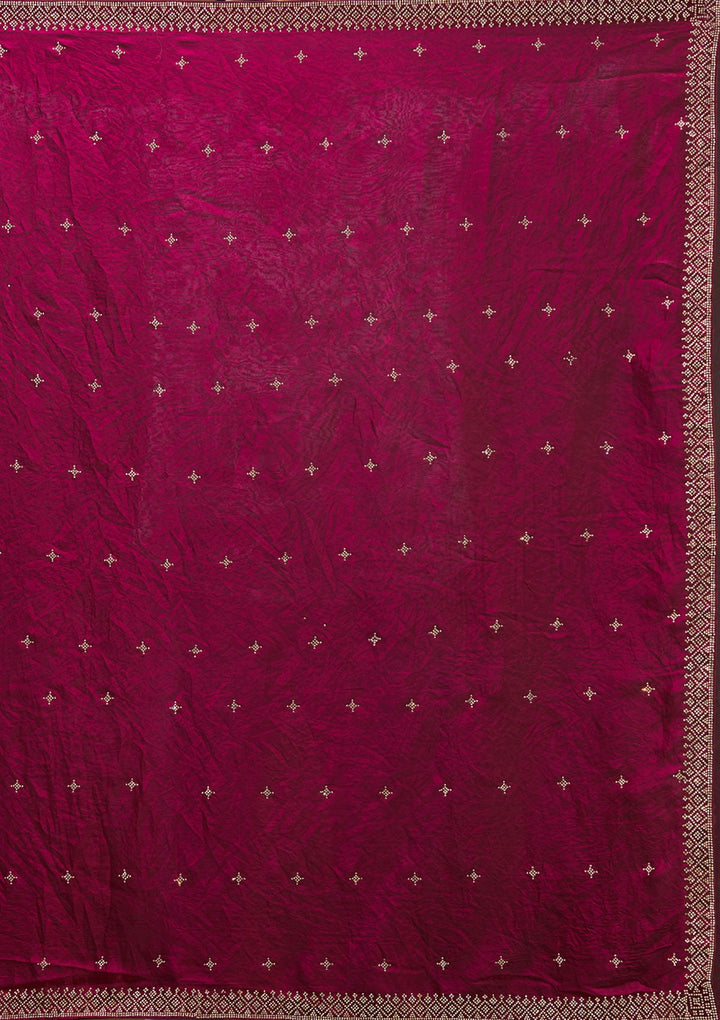 Wine Stonework (Gold) Satin Saree