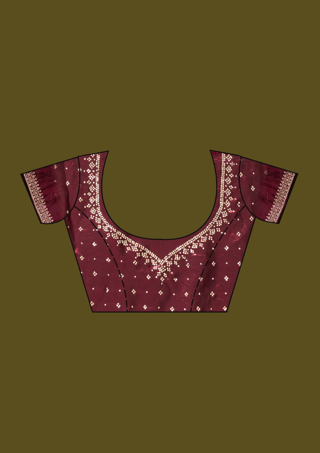 Wine Stonework (Gold) Satin Saree