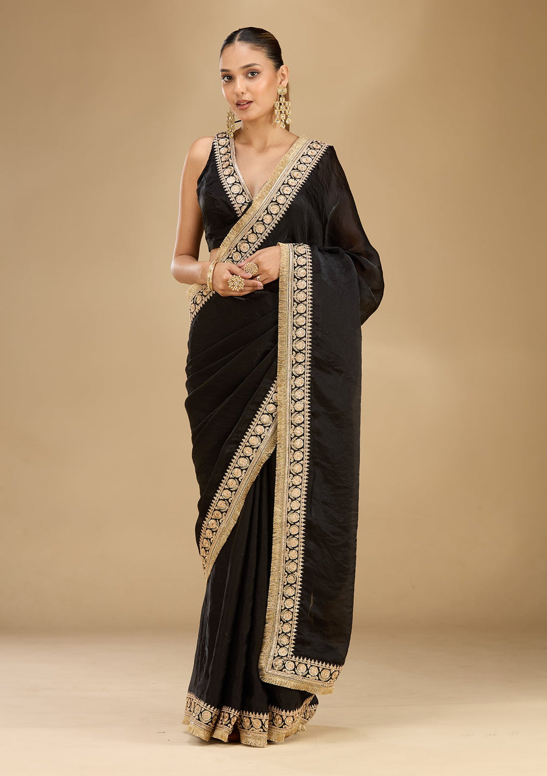 Black Cording Tissue Saree