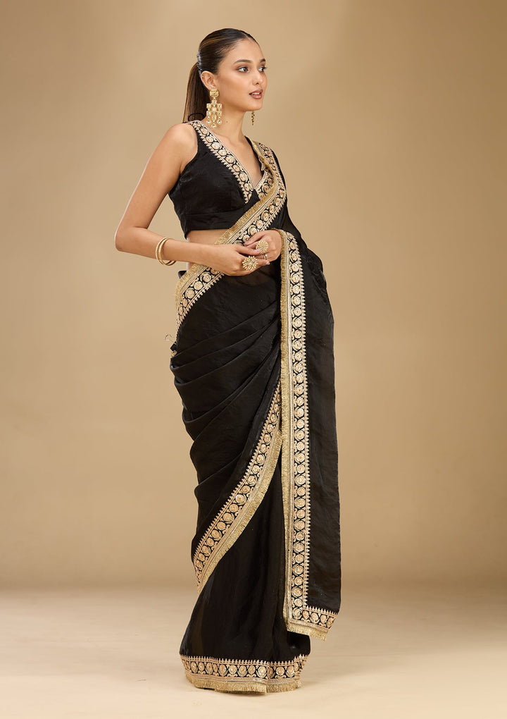 Black Cording Tissue Saree