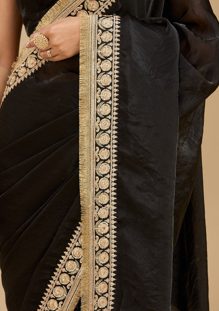 Black Cording Tissue Saree