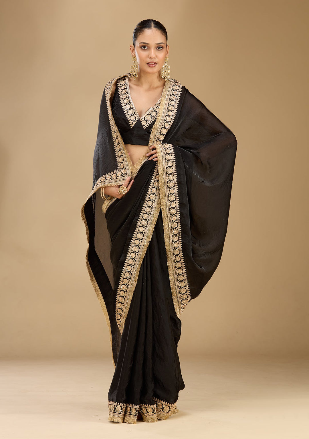 Black Cording Tissue Saree