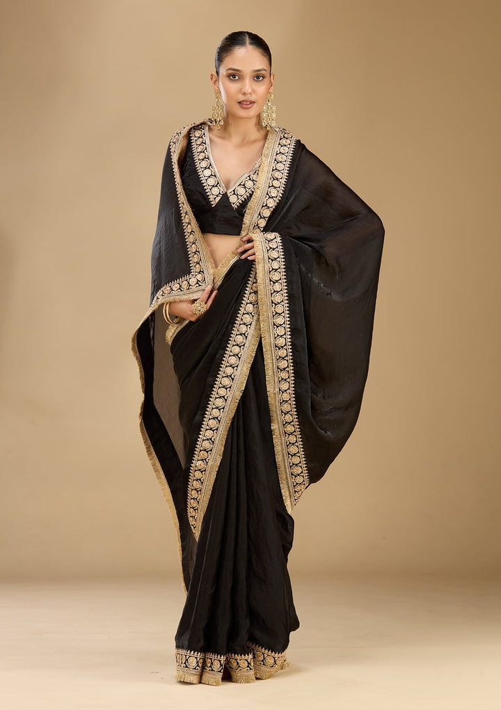 Black Cording Tissue Saree