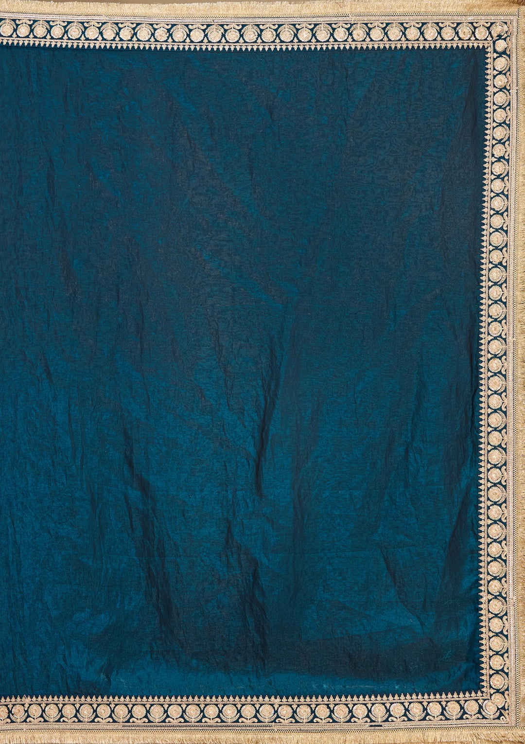 Peacock Blue Cording Tissue Saree