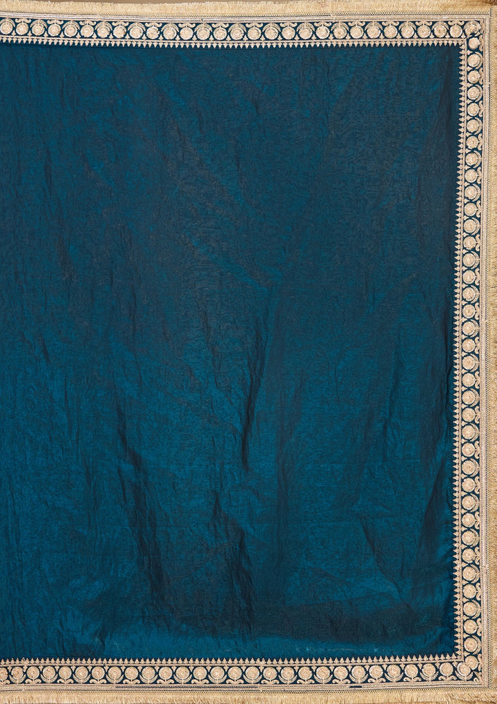 Peacock Blue Cording Tissue Saree