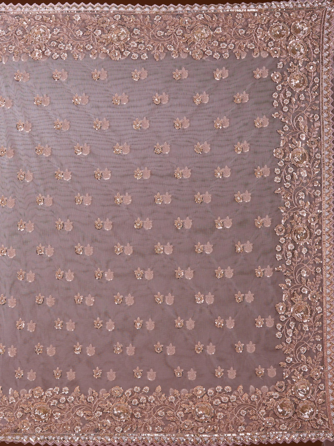 Lavender Sequins Net Saree