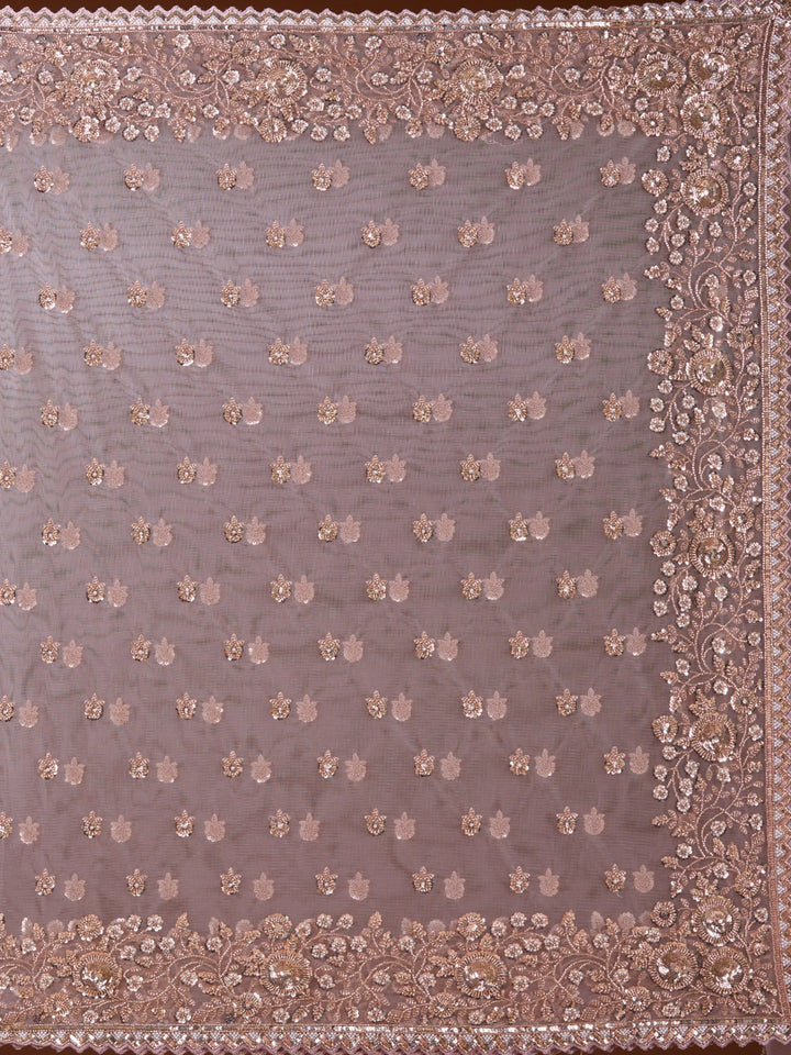 Lavender Sequins Net Saree