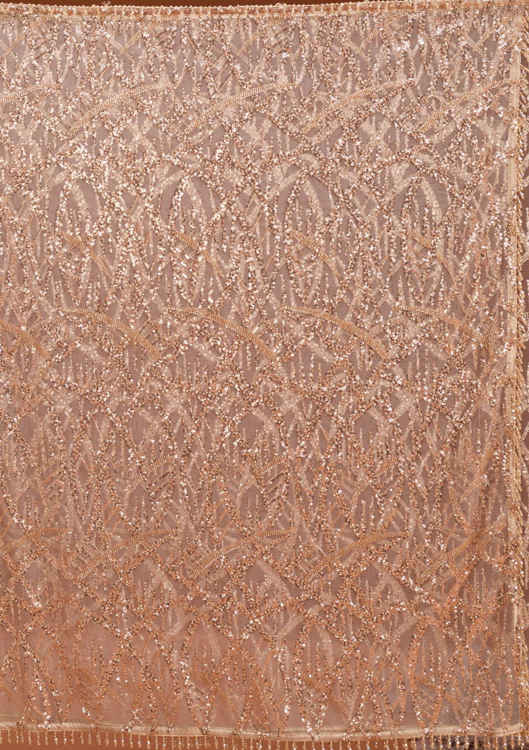 Beige Sequins Net Saree