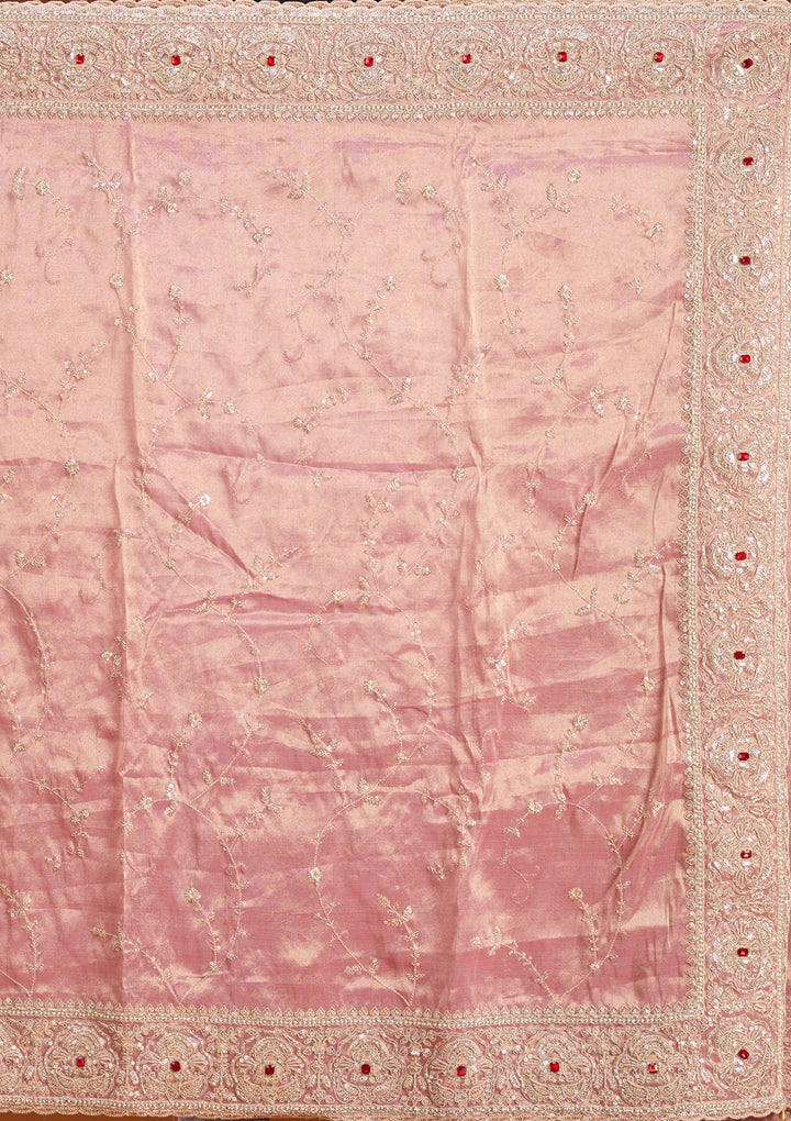 Pink Sequins Tissue Saree