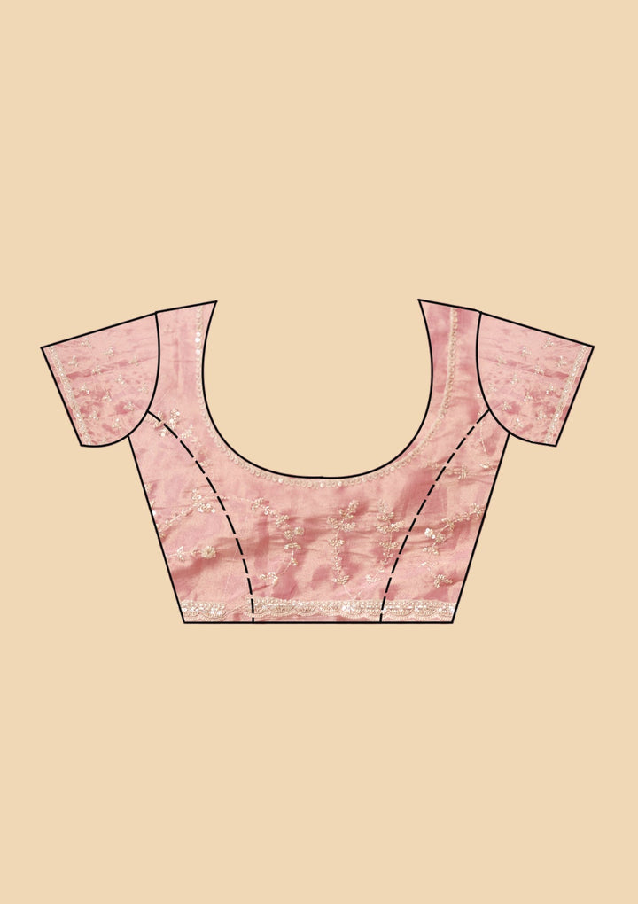 Pink Sequins Tissue Saree