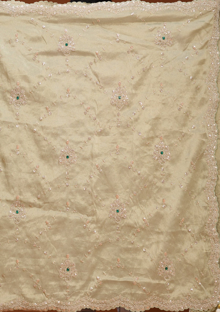 Sea Green Sequins Tissue Saree