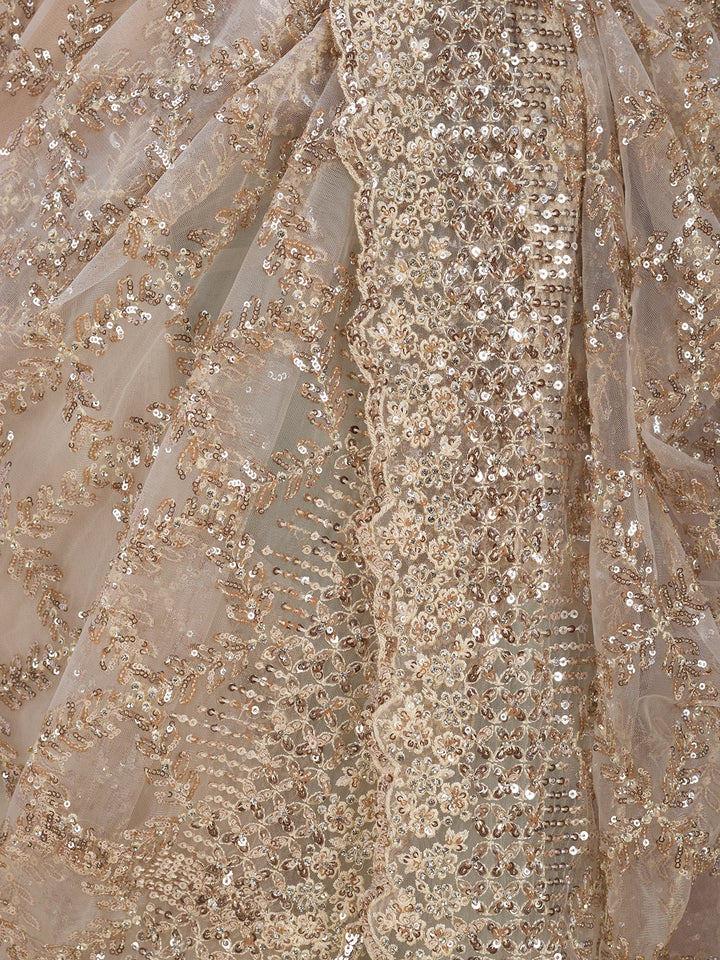 Off White Net Sequins Saree With Matching Blouse Piece