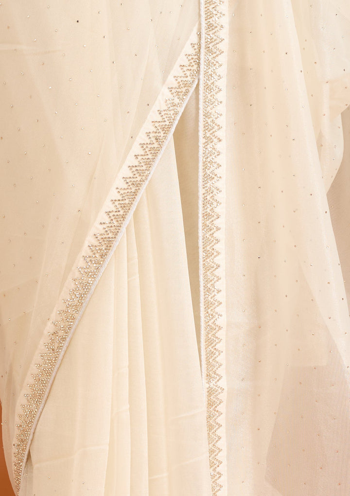 Off White Stonework (Gold) Tissue Saree