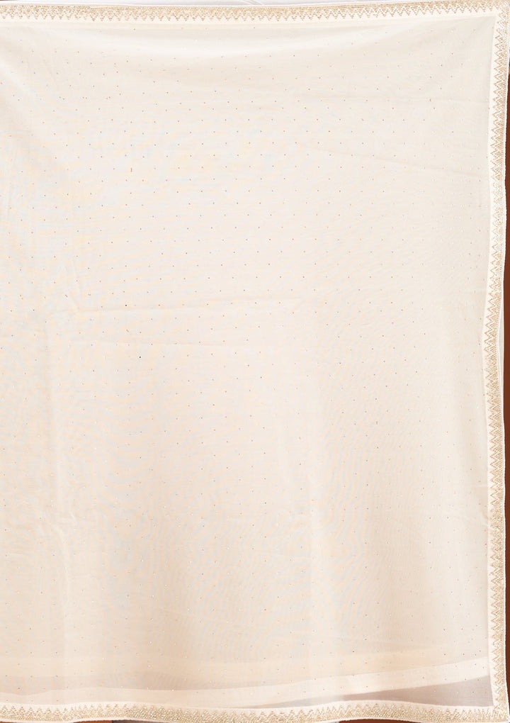 Off White Stonework (Gold) Tissue Saree