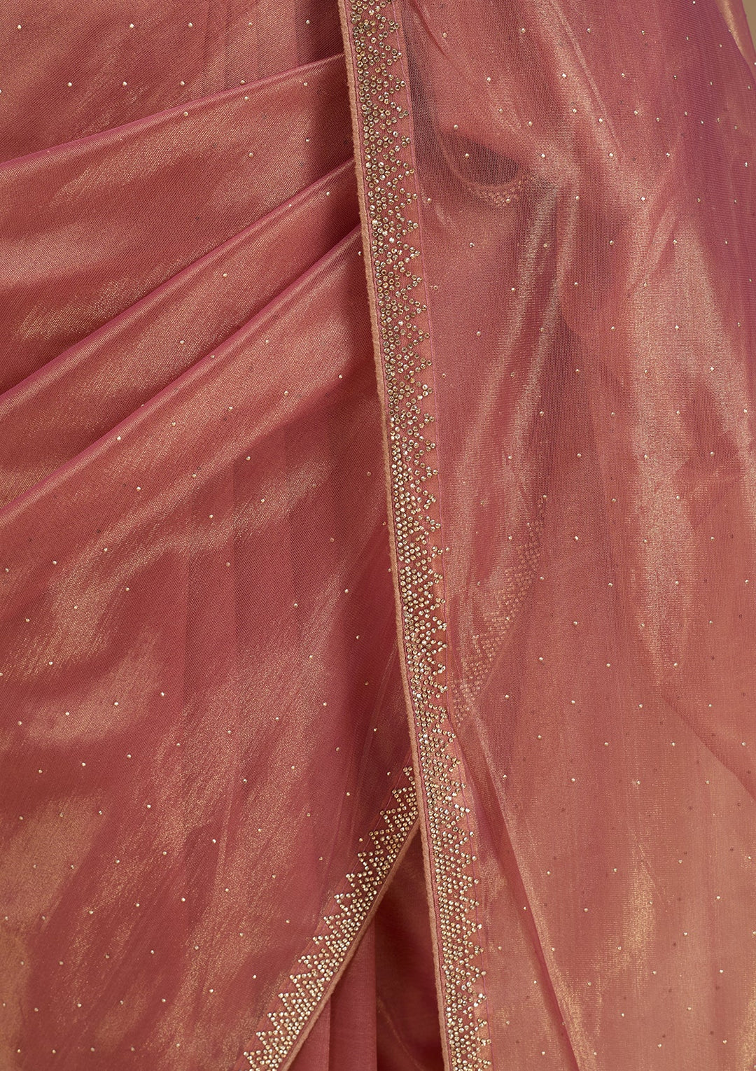 Rust Stonework (Gold) Tissue Saree