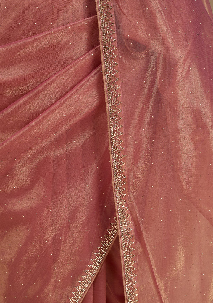 Rust Stonework (Gold) Tissue Saree