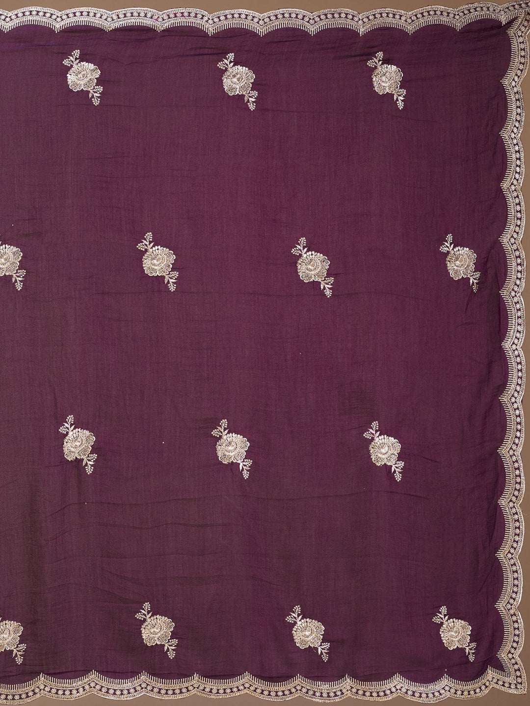 Purple Soft Raw Silk Gold Zariwork Saree With Matching Blouse Piece
