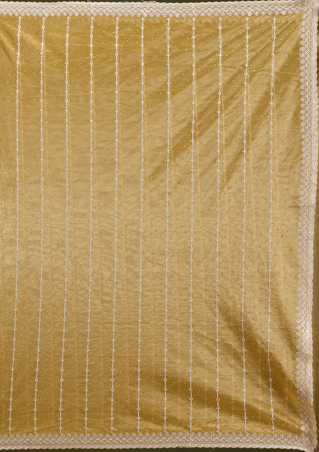 Mustard Tissue Gold Zariwork Saree With Matching Blouse Piece