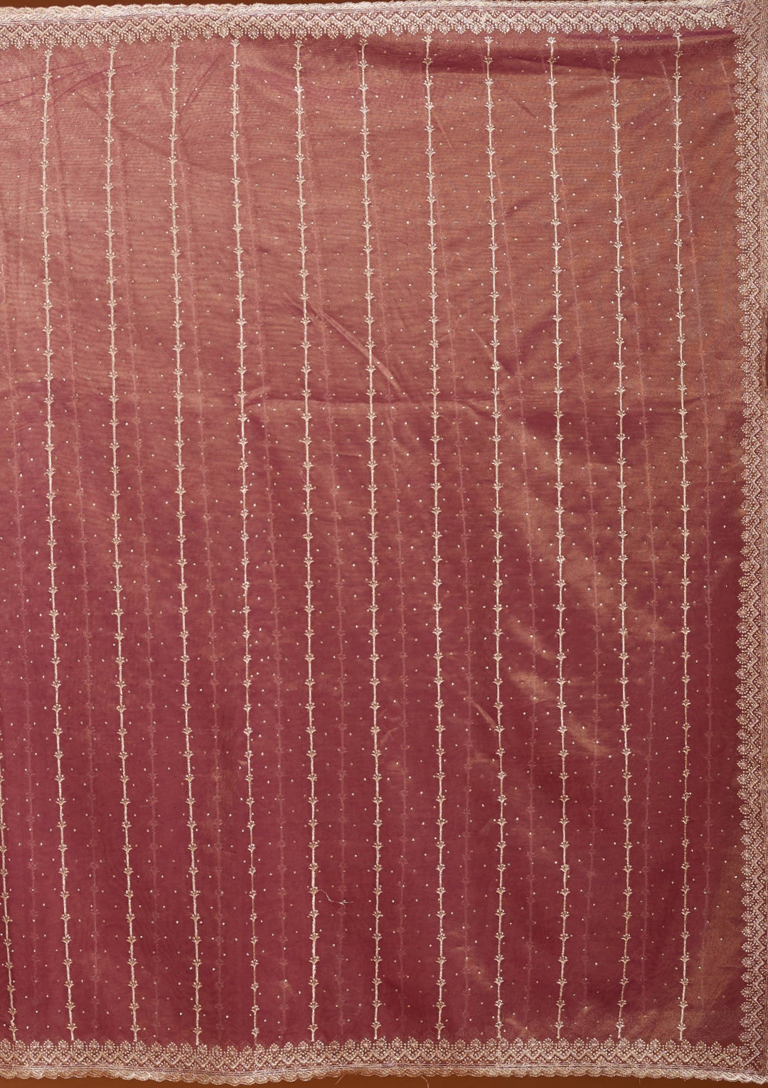 Wine Zariwork (Gold) Tissue Saree