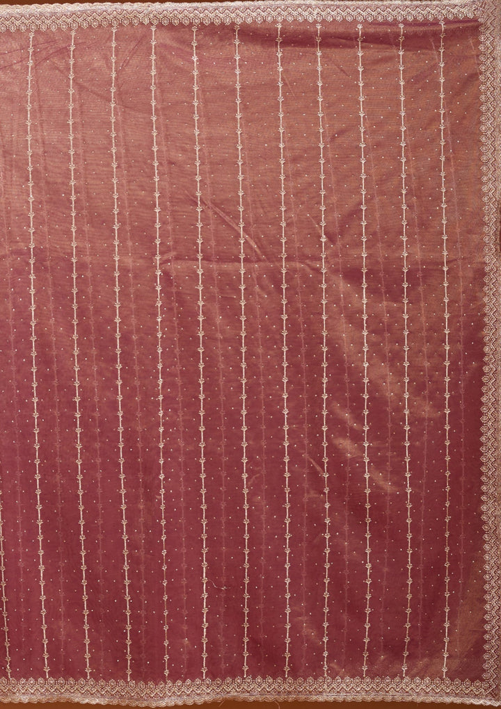 Wine Zariwork (Gold) Tissue Saree