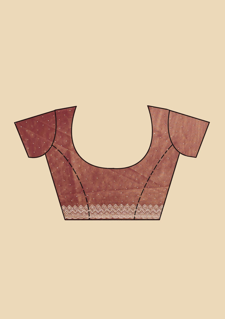 Wine Zariwork (Gold) Tissue Saree