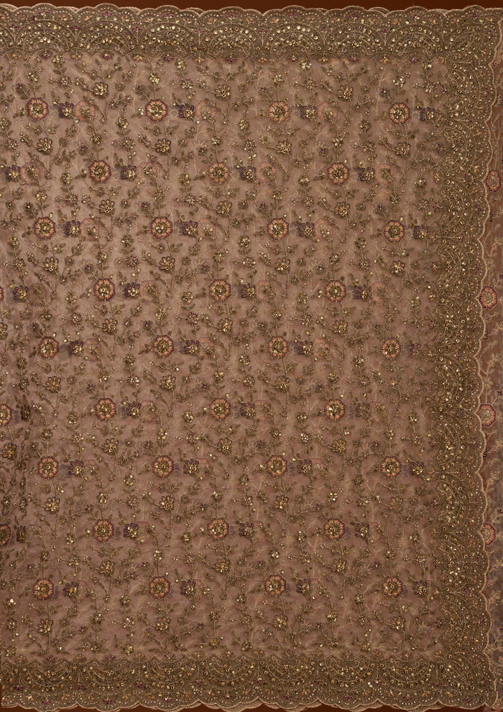 Beige Cording Net Saree
