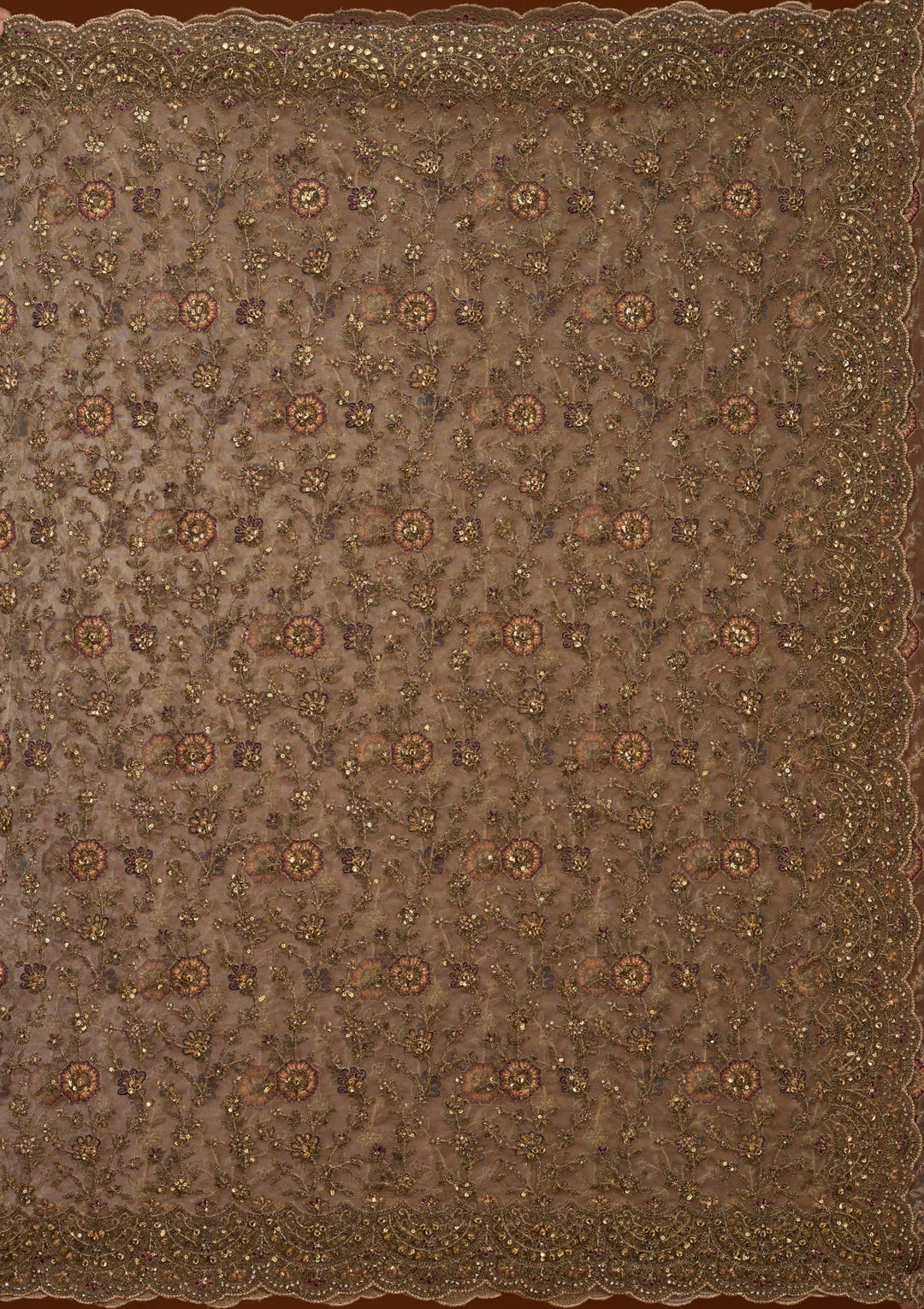 Mehendi Cording Net Saree