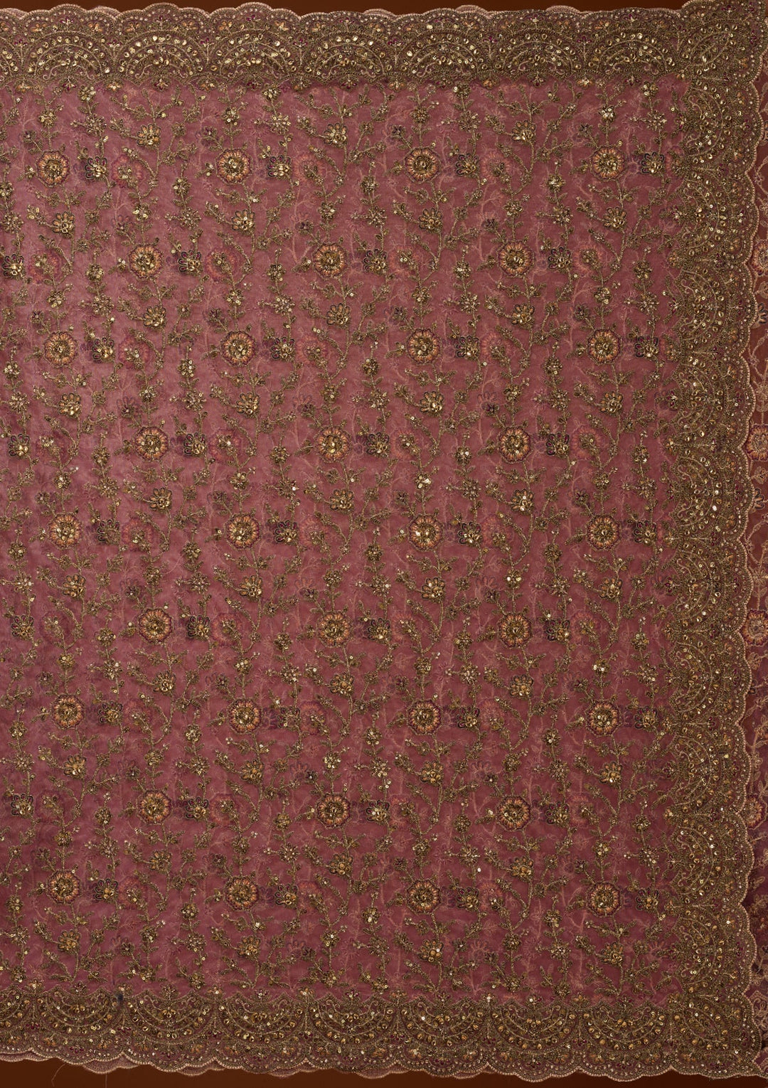 Onion Pink Cording Net Saree