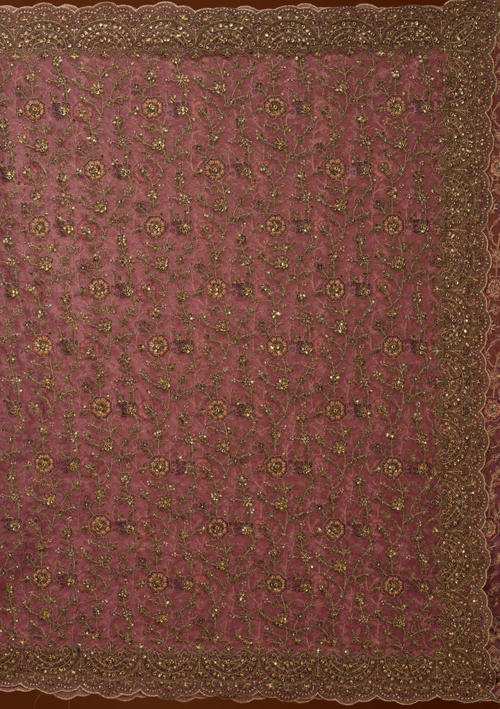 Onion Pink Cording Net Saree