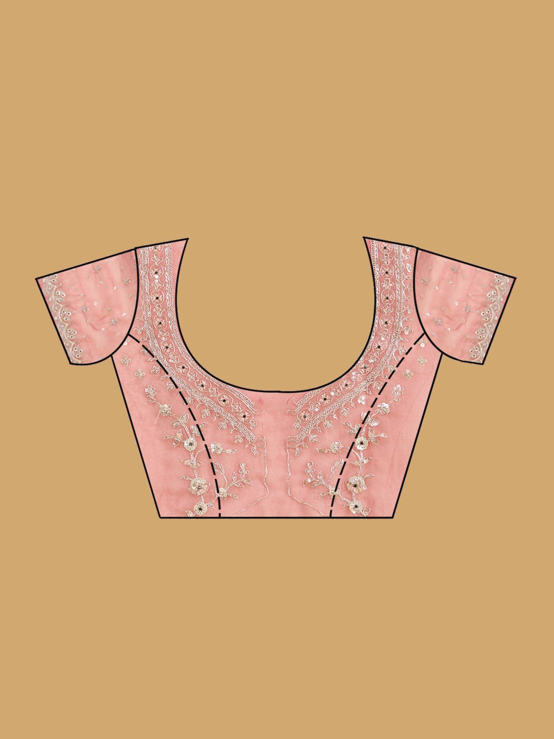 Onion Pink Sequins Tissue Saree