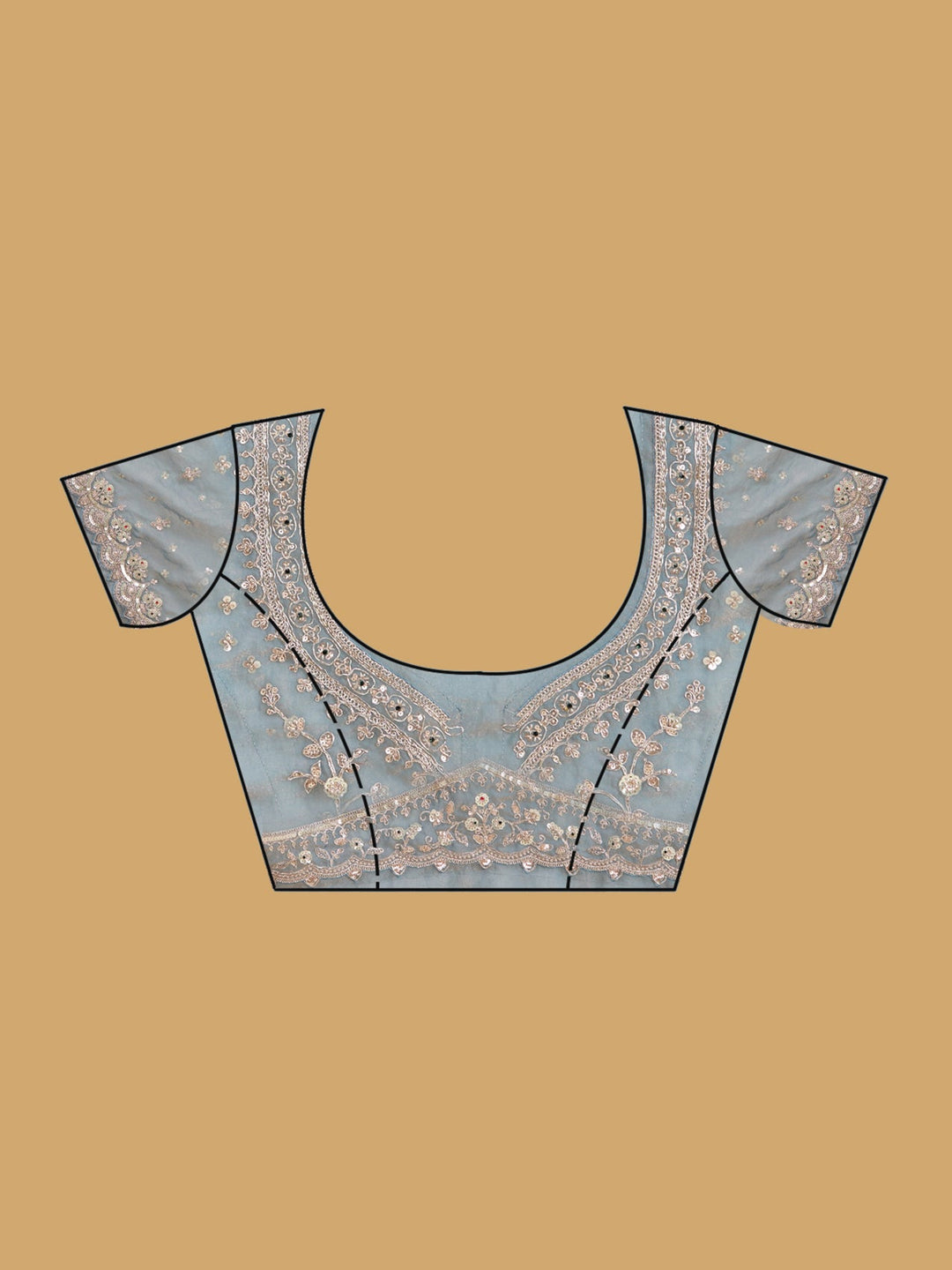 Sky Blue Sequins Tissue Saree