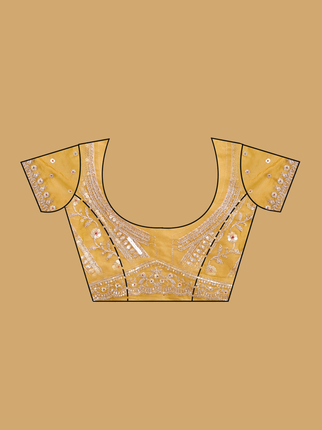Mustard Sequins Tissue Saree