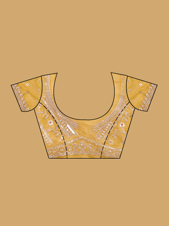 Mustard Sequins Tissue Saree