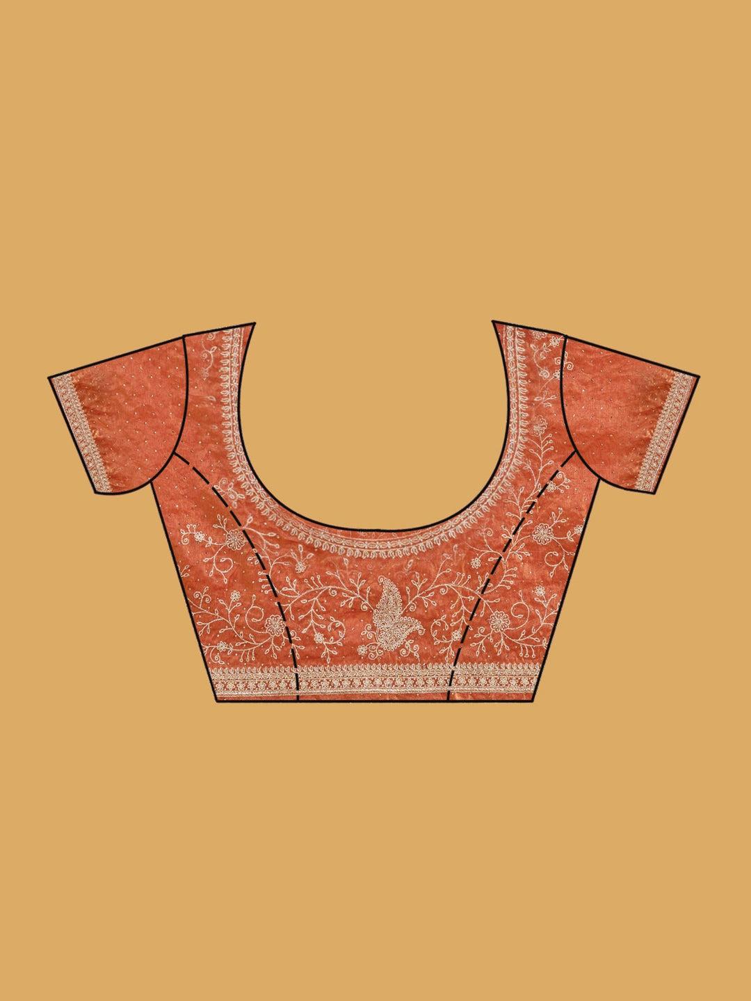 Rust Zariwork (Gold) Tissue Saree