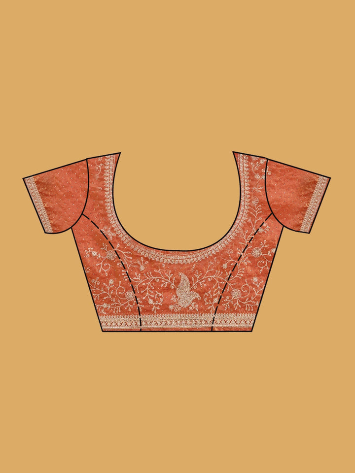 Rust Zariwork (Gold) Tissue Saree