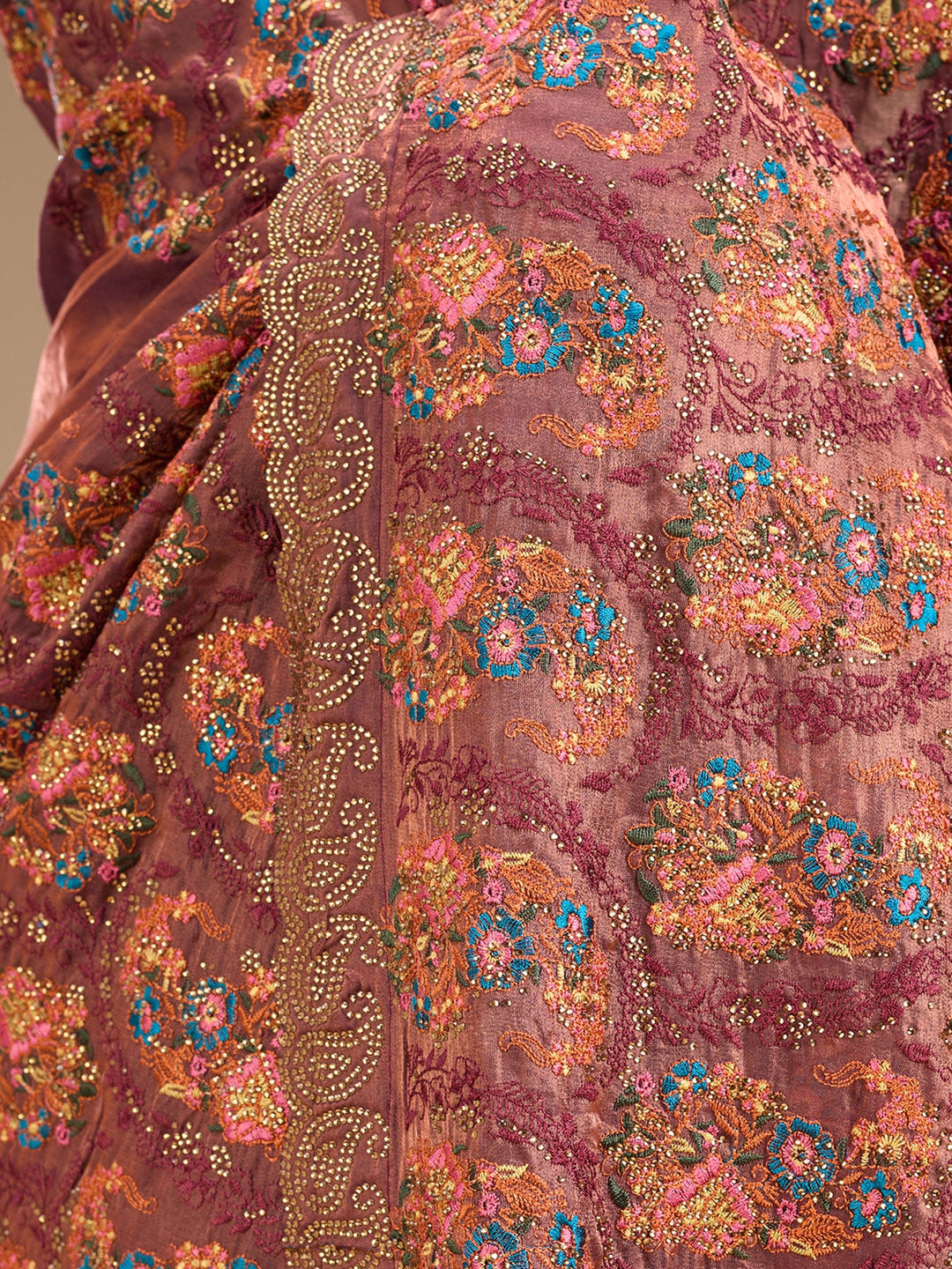 Mauve Kashmiri Tissue Saree