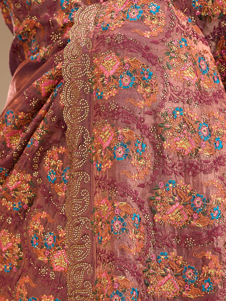 Mauve Kashmiri Tissue Saree