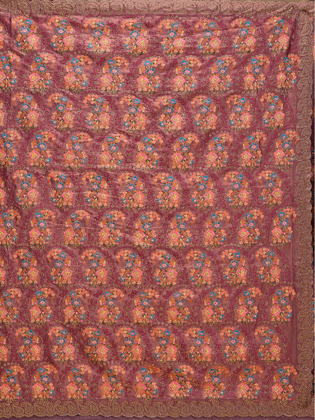 Mauve Kashmiri Tissue Saree