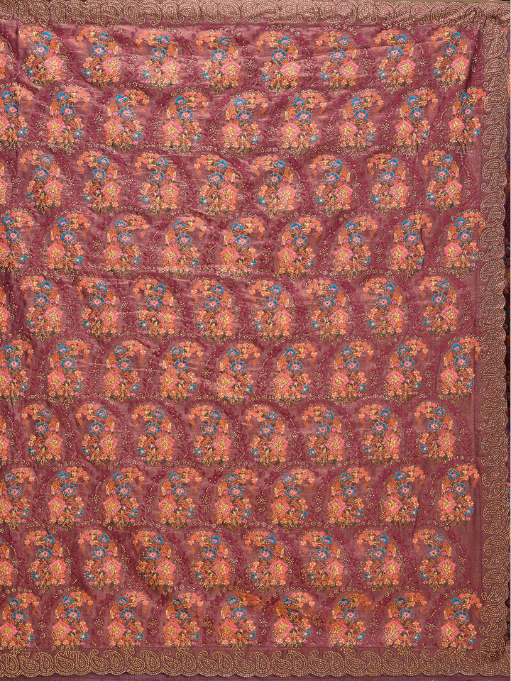 Mauve Kashmiri Tissue Saree