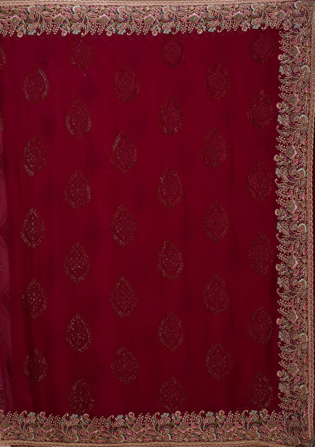 Wine Kashmiri Georgette Saree