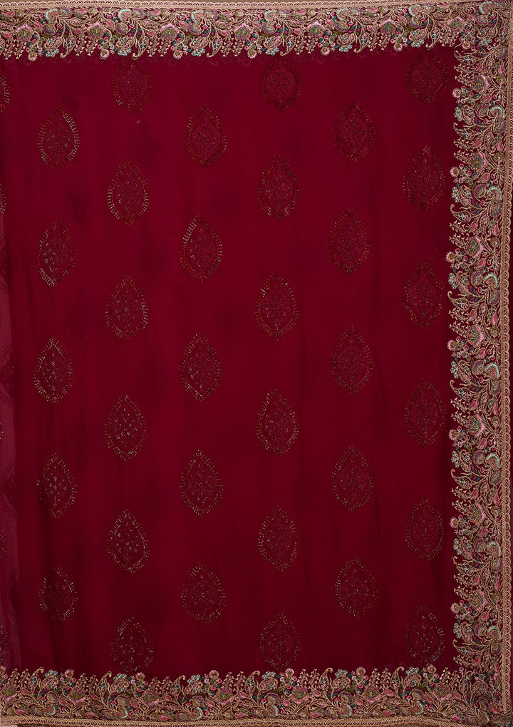 Wine Kashmiri Georgette Saree
