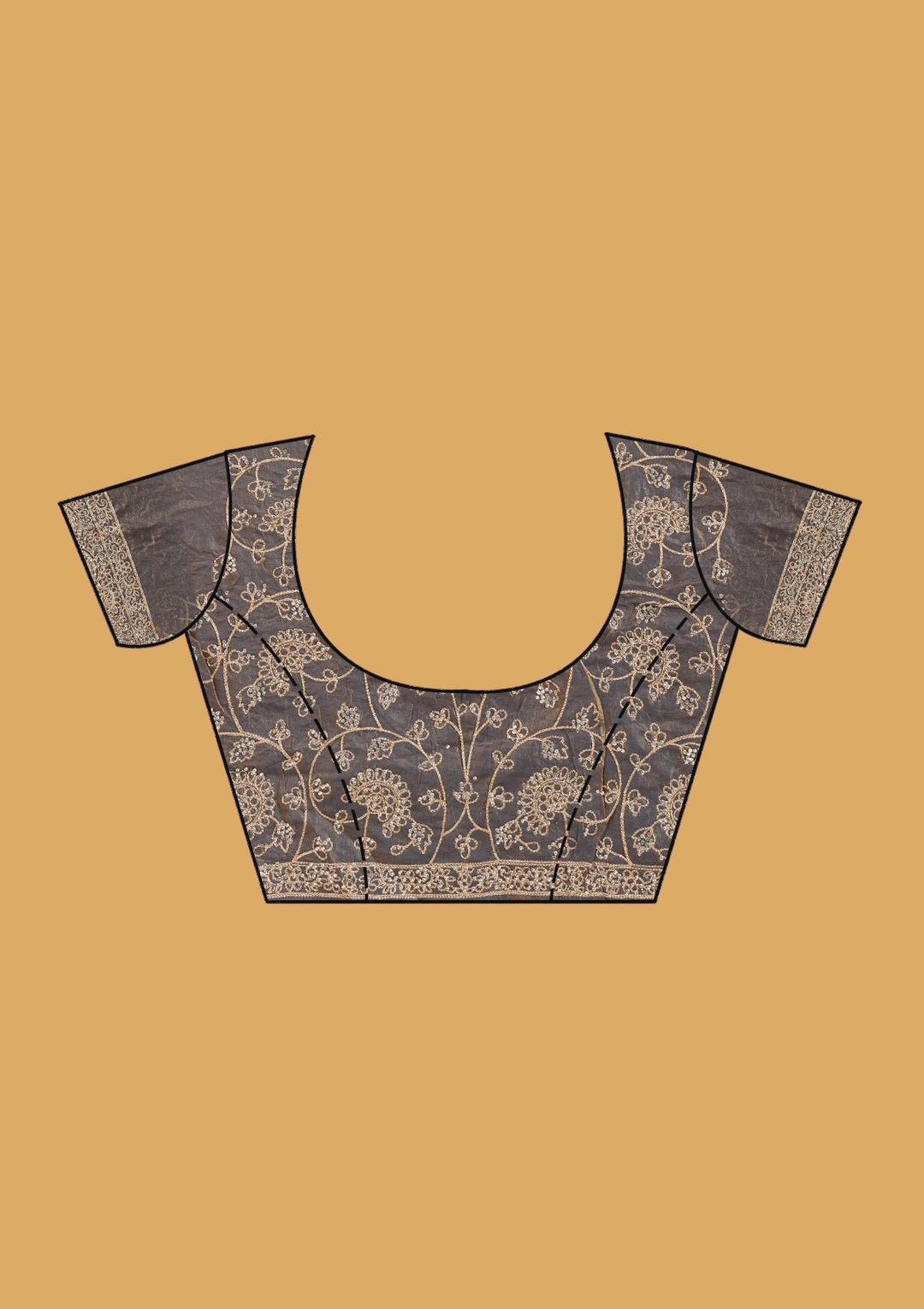 Grey Zariwork (Gold) Tissue Saree