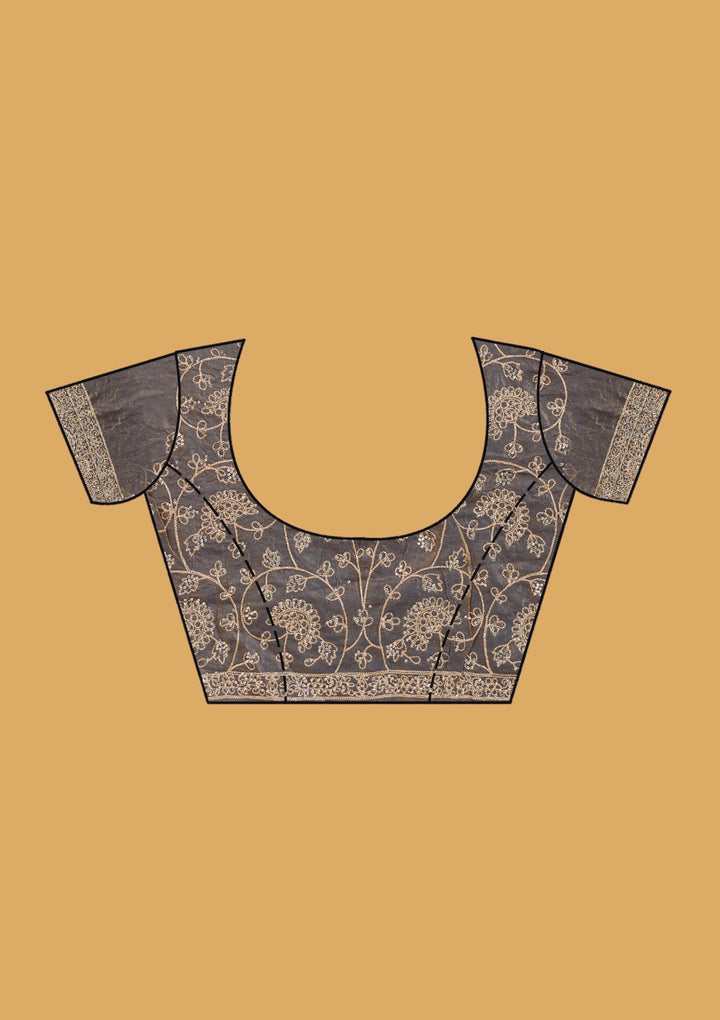 Grey Zariwork (Gold) Tissue Saree