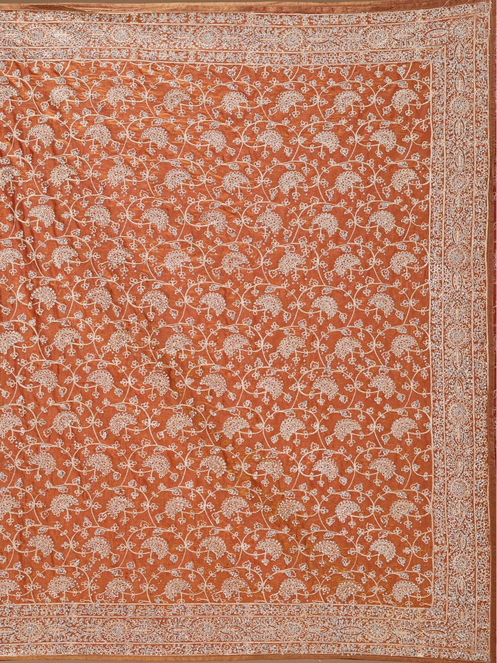 Rust Zariwork (Gold) Tissue Saree