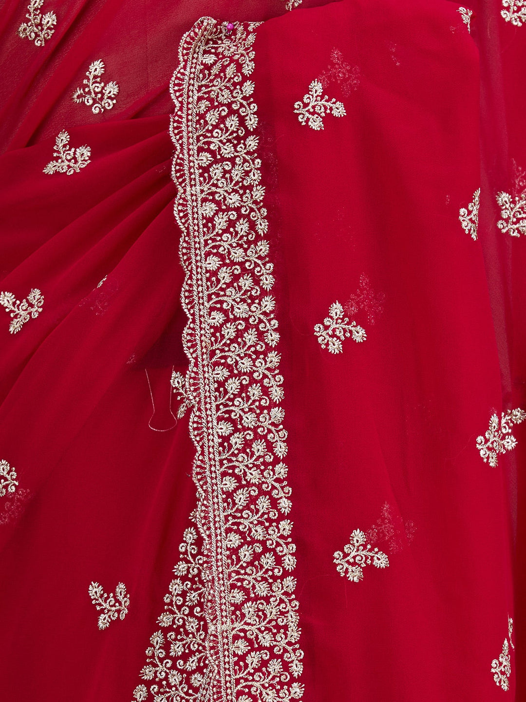 Rani Pink Zariwork (Gold) Georgette Saree